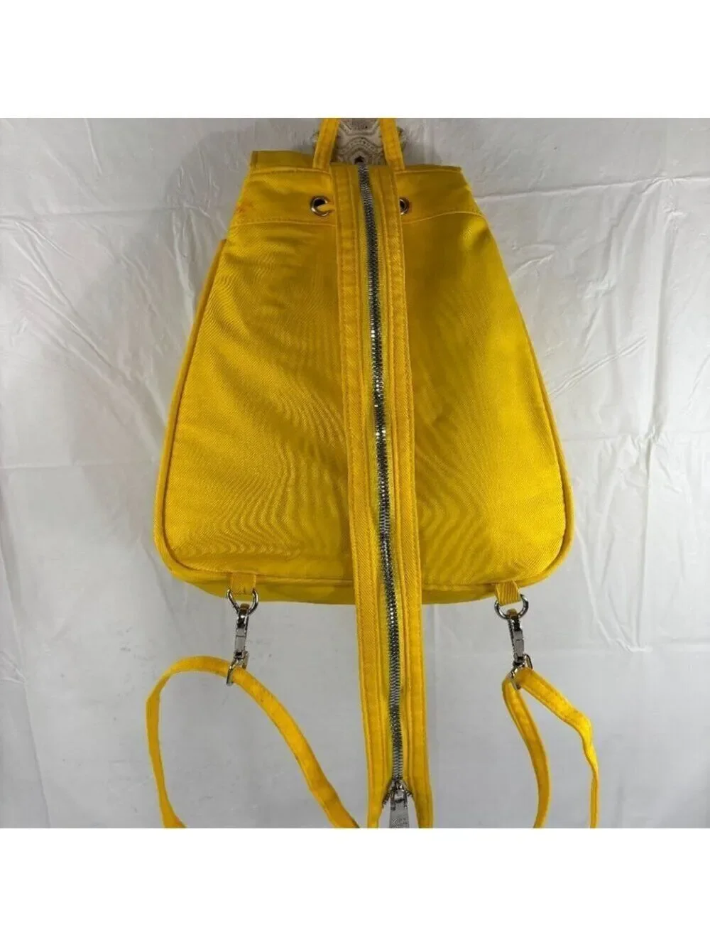 Steve Madden Womens Yellow Mini Nylon Sling Zip Backpack Travel Bag